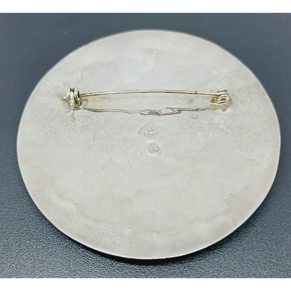 Vintage Abalone and Taxco Sterling 925 Silver Hecho en Mexico Sun Brooch - Picture 7 of 7